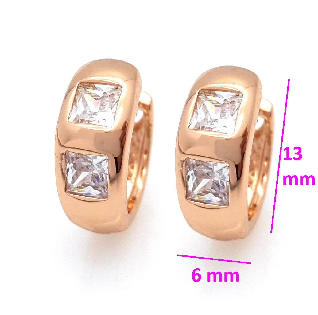 

Серьги Два кубичных циркония, позолота Xuping, 14К