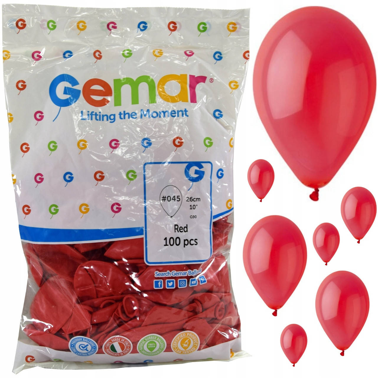 

Шаріки повітряні G90 колір: red 100pcs, 26см(10") #045, Красный