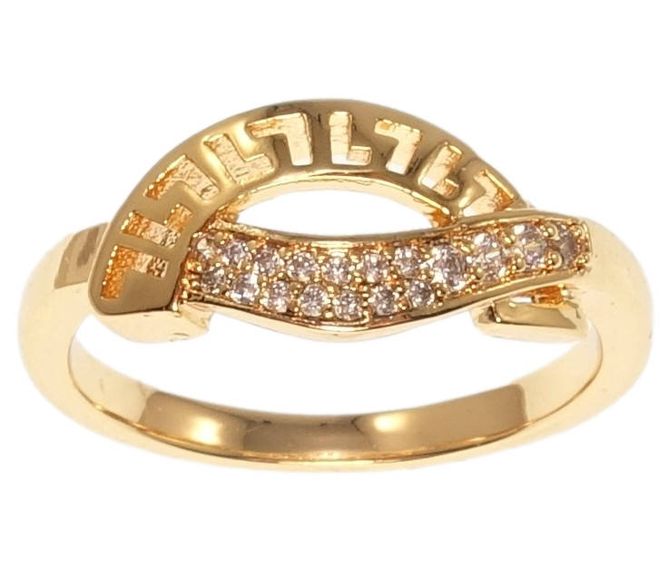 

Кольцо Xuping M&L желтый оттенок "Декоративный орнамент с цирконием" р.16