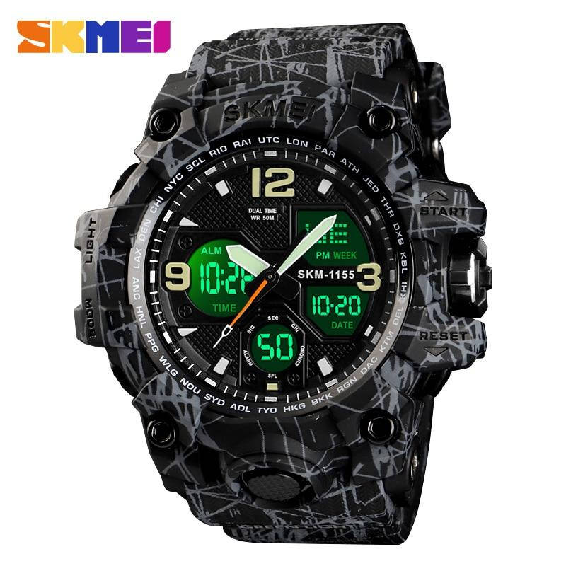 

Военные мужские наручные часы противоударные с подсветкой Skmei 1155B Black-Gray