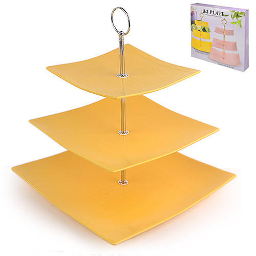

Фруктовниця сервировочная Yellow silk фарфор, 3 яруса, (15/20/25,5см), фруктовница, тарелка для фруктов, Разные цвета