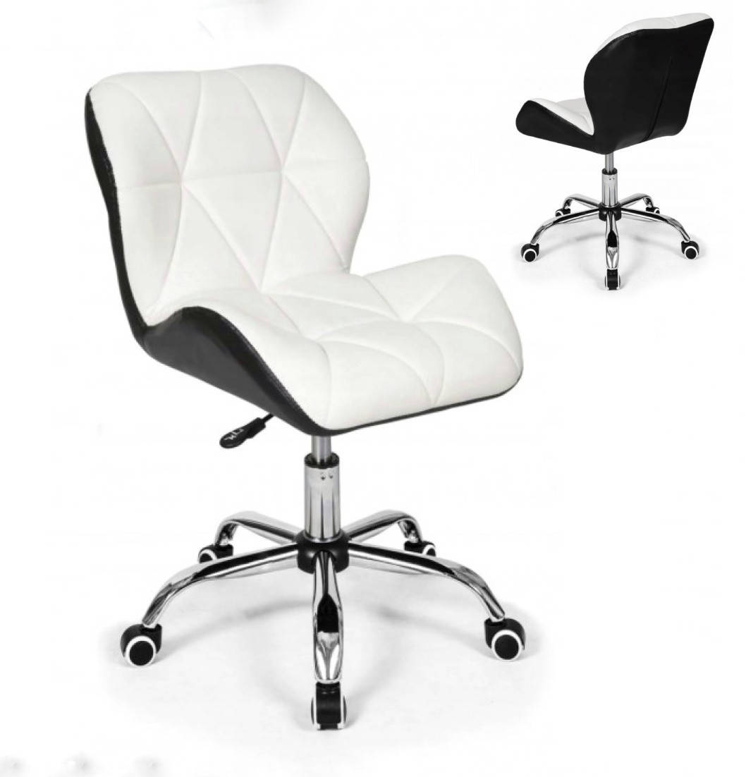 

Кожанное офисное кресло Bonro B- 531 белое + черное (до 120 кг), Белый