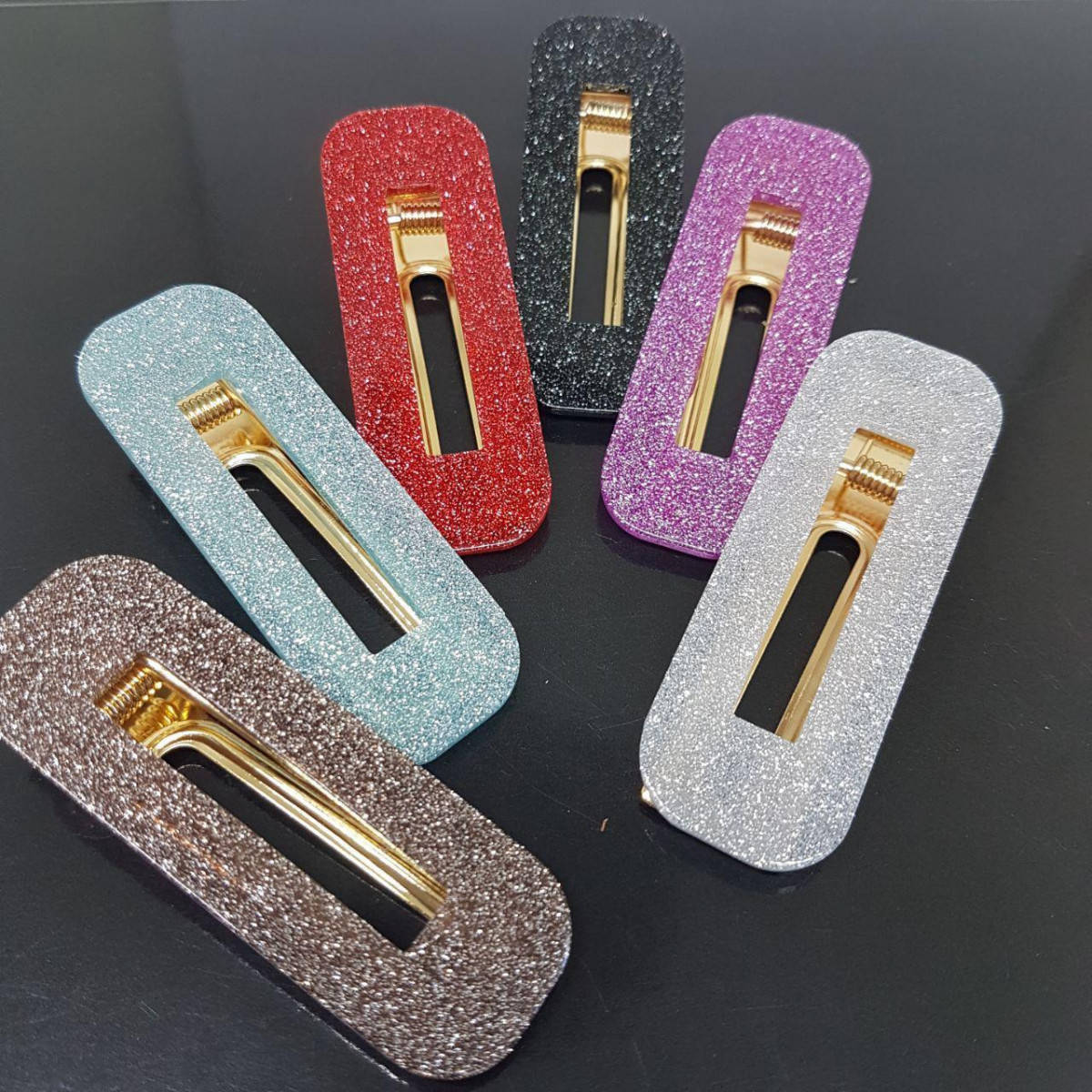 

Украшение-заколка Прямоугольник закругленный (крокодил La-Or-round) 6,5см, Бежевый