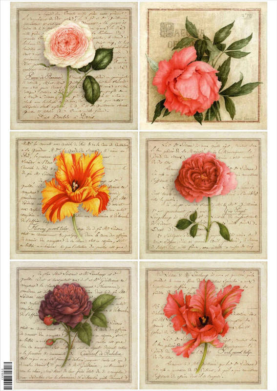 

16.10 Декупажная карта(лазерн.печать)29,5х42 "Розы и тюльпаны"