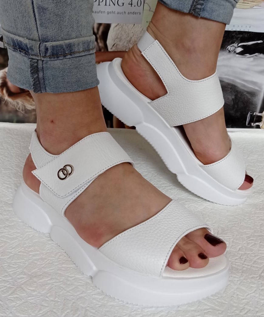 

Olympia белые кожаные женские босоножки на платформе сандалии на удобной танкетке