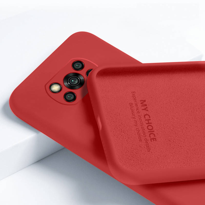 

Силиконовый чехол для Xiaomi Poco X3 NFC Красный микрофибра soft touch