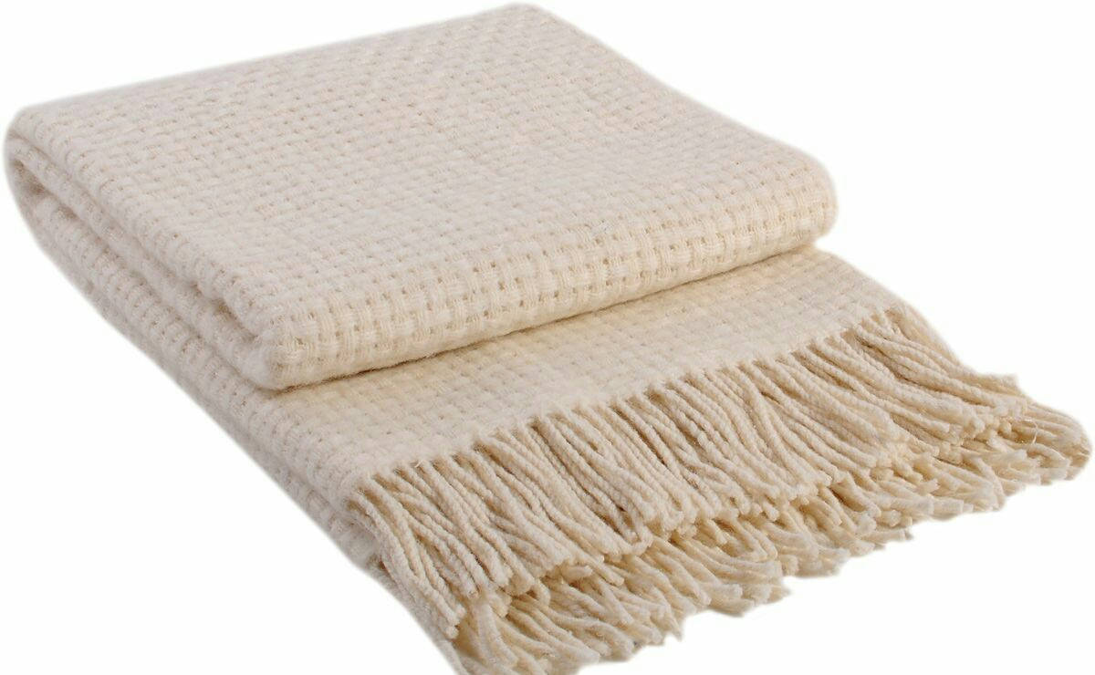 

Плед шерстяной Рогожка Vladi белая 140х200, Белый