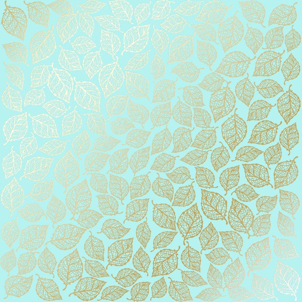 

Папір з фольгуванням - TURQUOISE - Golden Leaves mini - Fabrika Decoru - 30x30