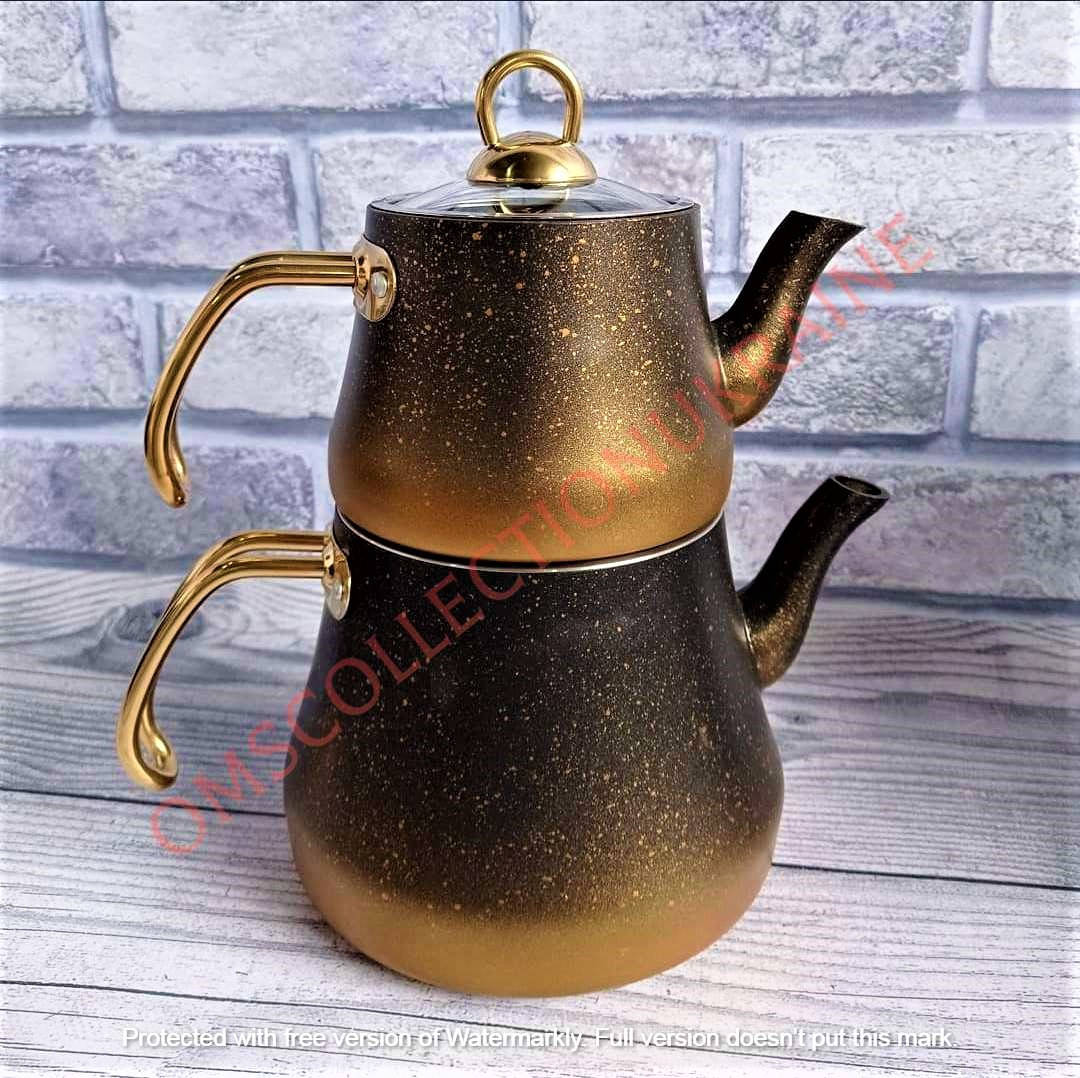 

Чайник турецкий двойной (1,2 / 2,5 л.) OMS 8200-L gold стеклянная крышка