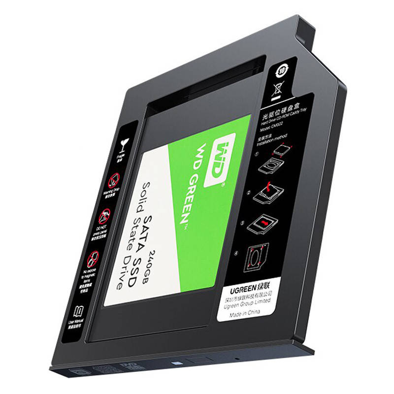 

Карман-адаптер Ugreen CM322 9.5мм для подключения 2.5" HDD/SSD SATA 3.0 в ноутбук 70657