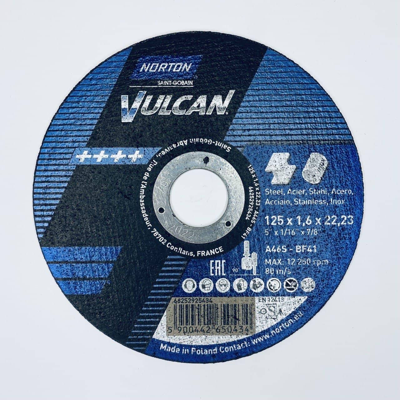 

Круг отрезной Norton Vulkan Ø 125x1.6x22.23 (металл/нерж)