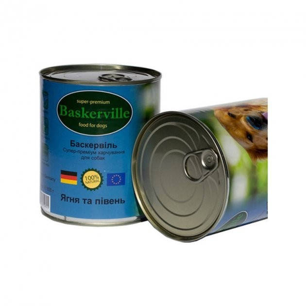 

Влажный корм для собак Baskerville Ягненок и петух 800 г