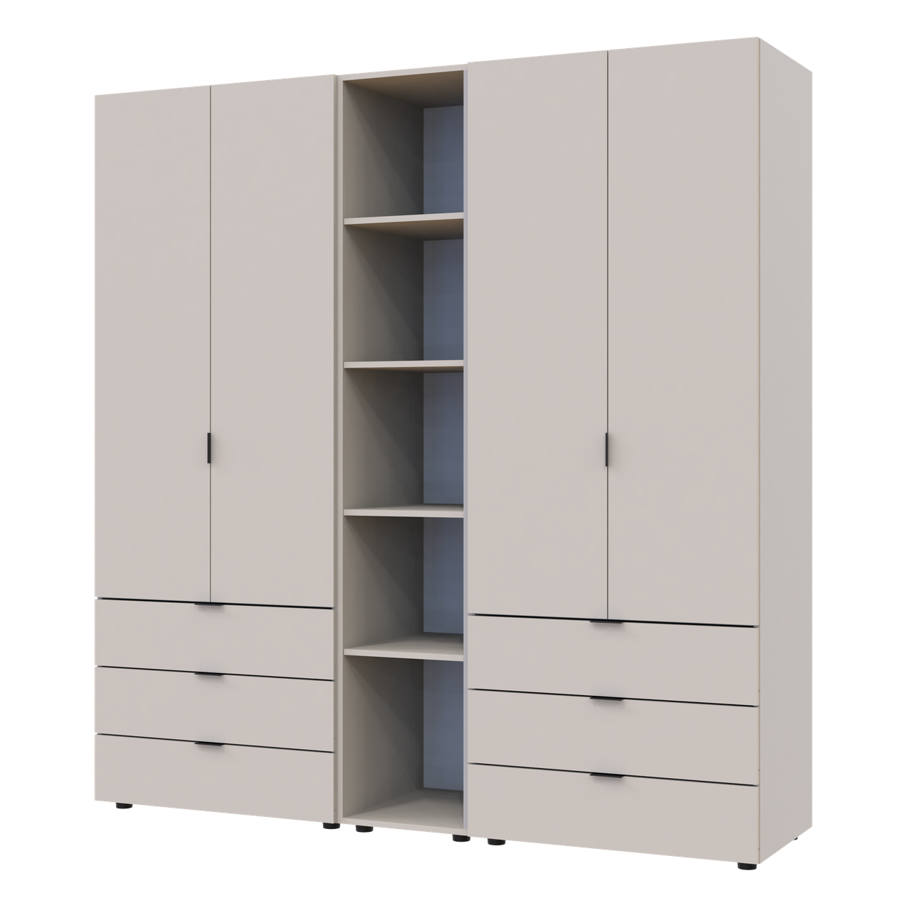 Розпашна Шафа для одягу Doros Гелар з Етажеркою Кашемір 2+2 ДСП 193.2х49.5х203.4 (80737649) 2