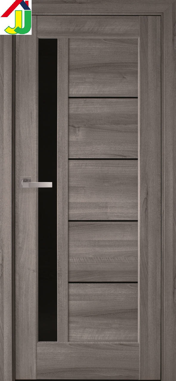 

Дверь межкомнатная Новый стиль Грета ПВХ Ностра Бук пепельный стекло BLK