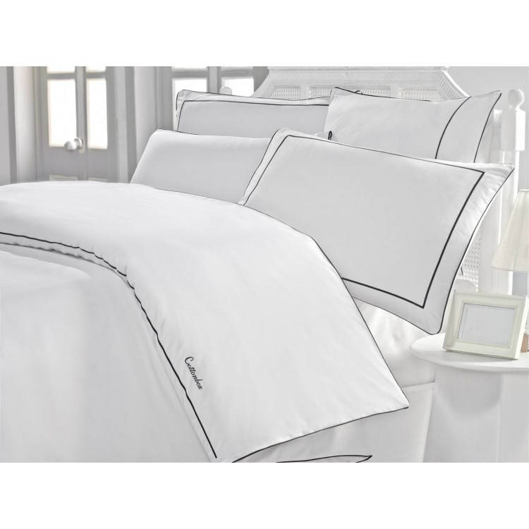 

Двуспальный евро комплект постельного белья Cotton Box Classic Mahur, Белый