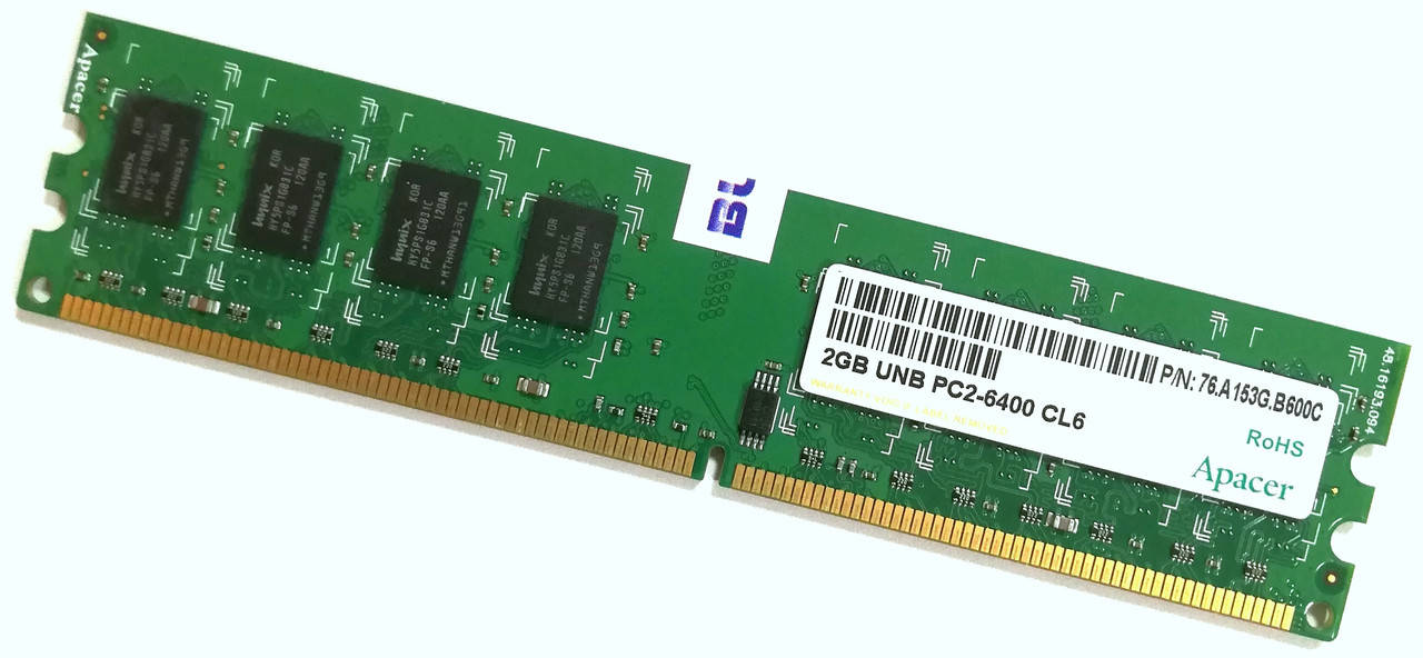 

Оперативная память Apacer (Hynix) DDR2 2Gb 800MHz PC2 6400U CL6 (76.A153G.B600C) Б/У