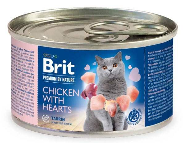 

Brit Premium Chicken & Hearts 200г*6 шт паштет с курицей и сердцем для кошек