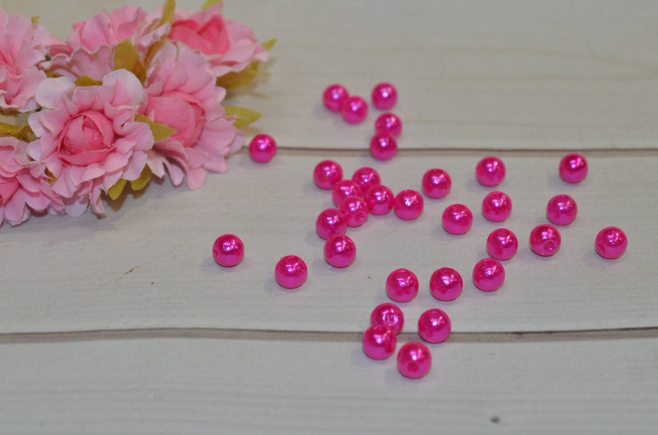 

Бусины перламутровые 6 мм розовые (в уп. 3 г - 28-30 шт), Ультра розовый