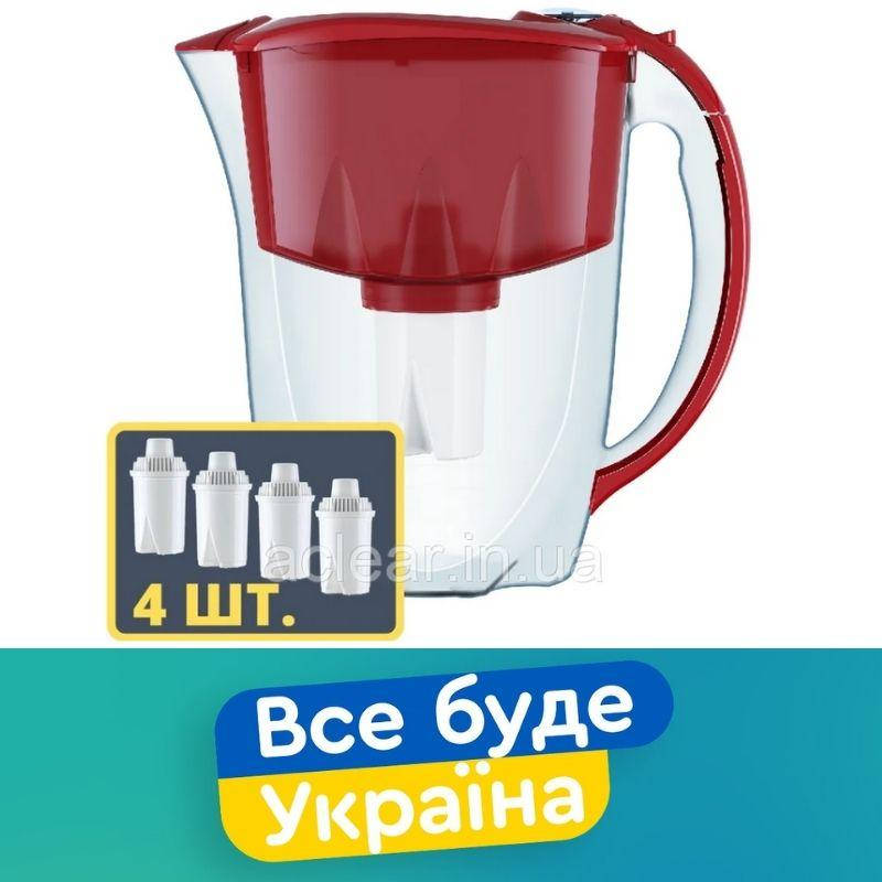 

Фильтр-кувшин с 4 шт. картриджей / Аквафор ИДЕАЛ Цвет Красный