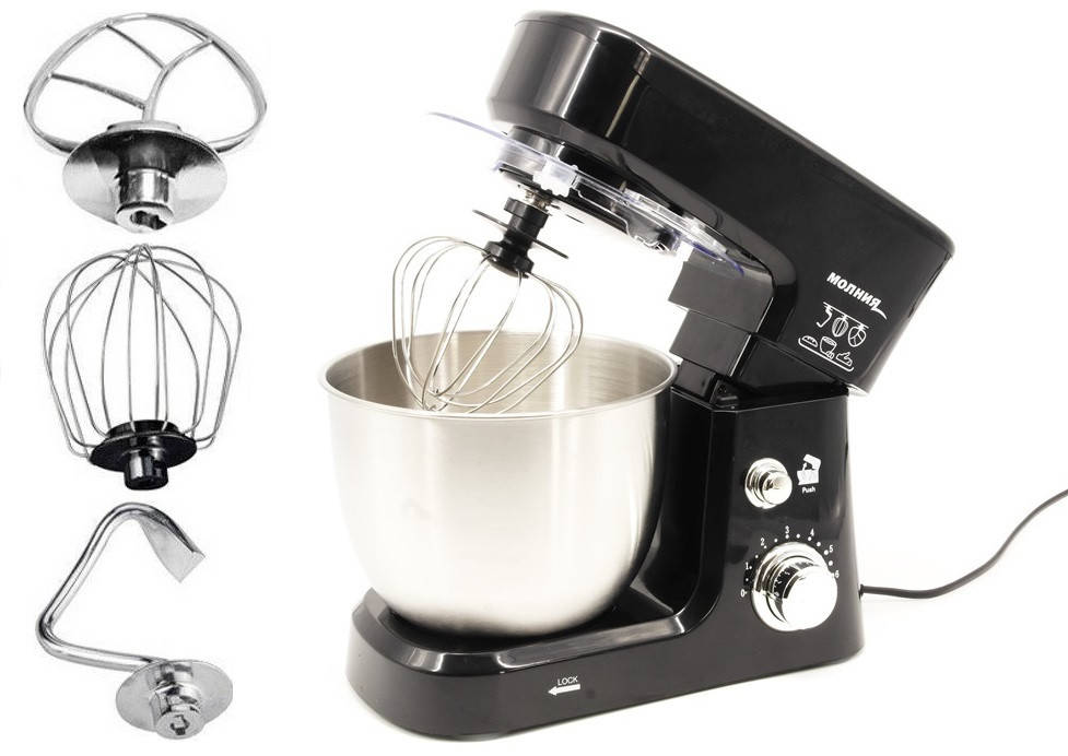 

Кухонный тестомес, миксер планетарный с металлической чашей 1000 Вт 1564-G