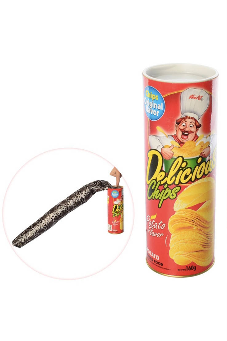 

Выпрыгивающая Змея, чипсы в банке со змеёй