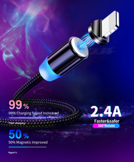 

Магнітний кабель Lighting iPhone, Черный