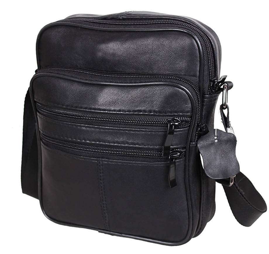 

Мужская кожаная сумка через плечо удобная барсетка из кожи кожа 22х18х8см 8s220 черная Польша, Черный