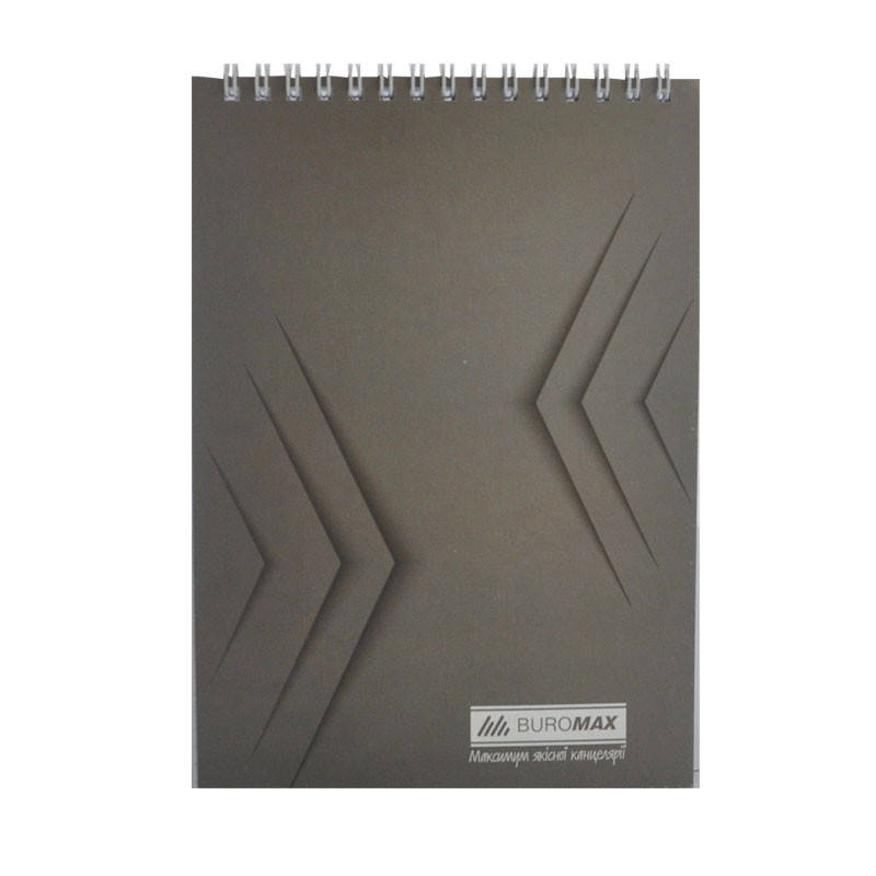 

Блокнот на спирали Buromax Monochrome A5, 48 л клетка, серый