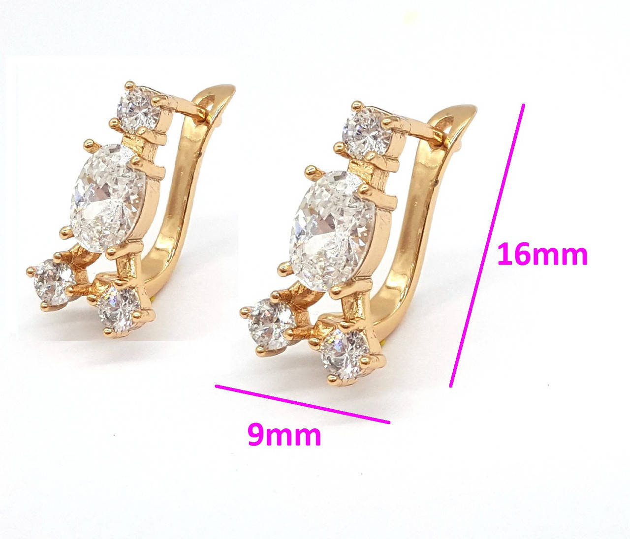 

Серьги Эйфелева Башня, вставка цирконий, англ.замок, 18К