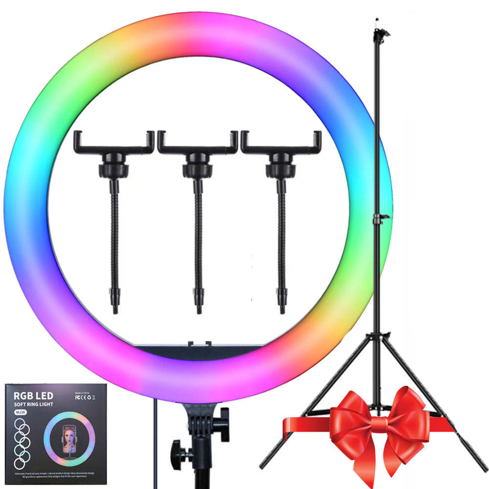 

Кольцевая Led-лампа RGB 36 см для фото и видео съемки + ПОДАРОК Штатив 0.66-2 м! / Кольцевая селфи-лампа