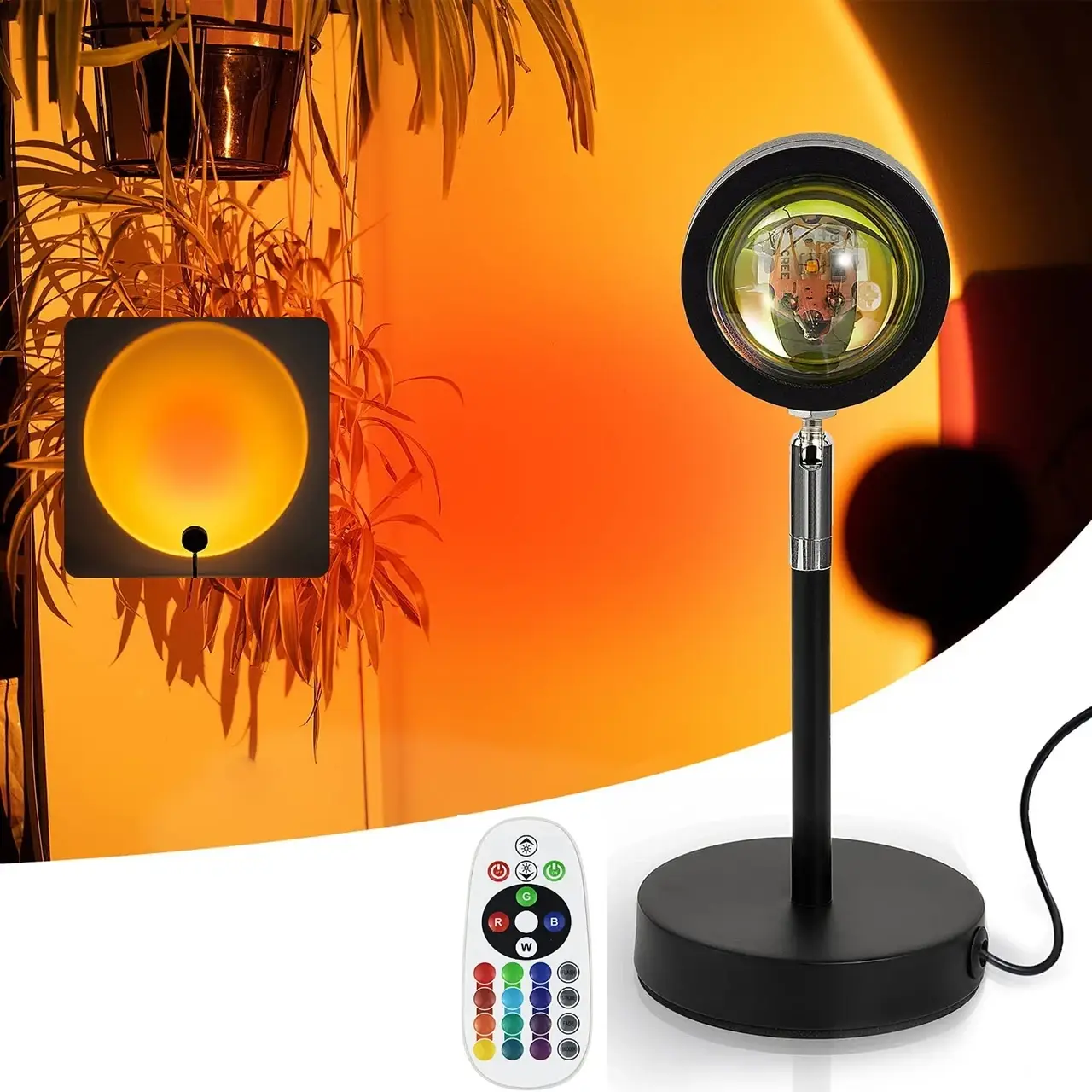 

Sunset Lamp RGB c пультом - проекционный светильник заката, рассвета, usb led - Черный