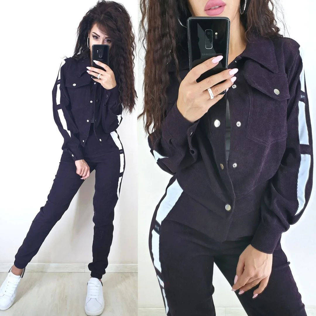 

Костюм тёплый женский вельветовый кофта и брюки красивая ткань