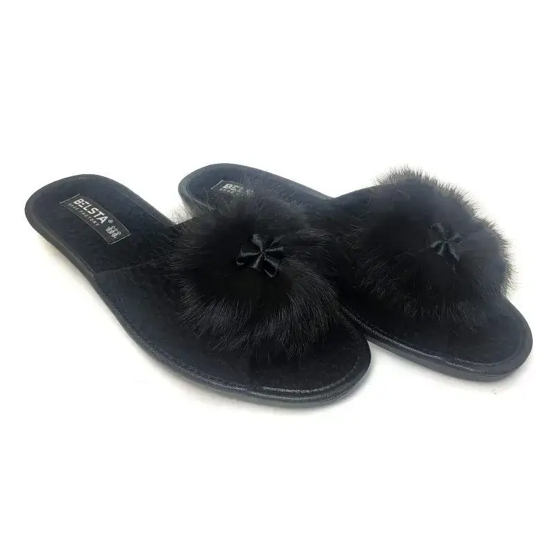 

Женские домашние тапочки Белста с пушком комнатные черные 175 37, Черный