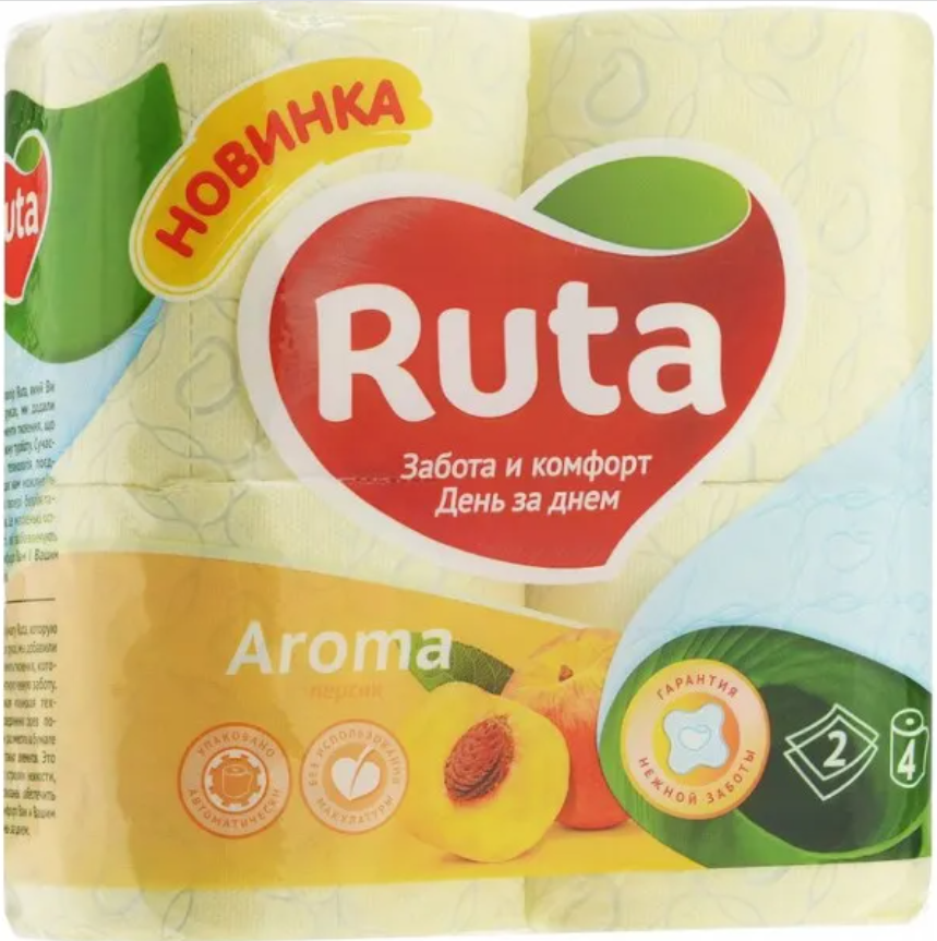 

Туалетний папір Ruta 4шт 2шари ароматизований, Белый