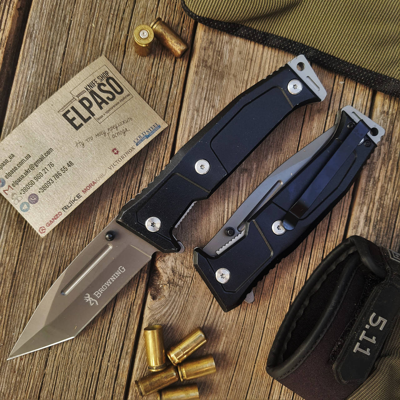 

Складной тактический нож Browning A335, полуавтомат, сталь 440, Черный