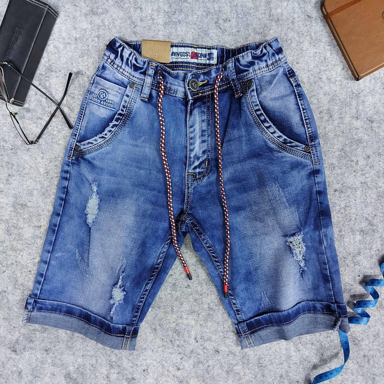 

Шорты джинсовые синие потёртые 34, Синий