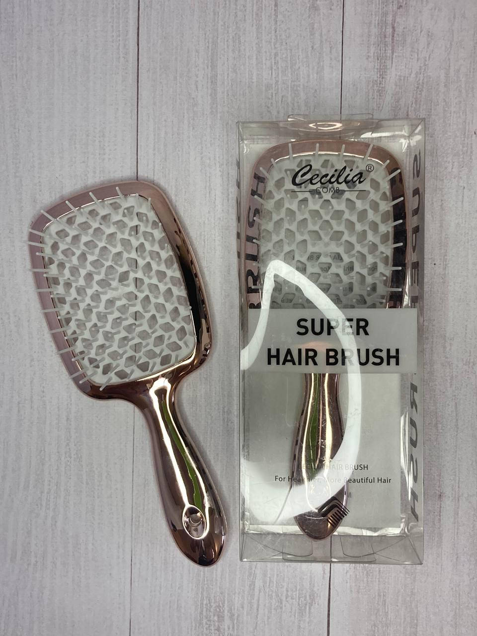 

Пластиковая массажная расческа щетка Cecilia Super Hair Brush с нейлоновыми зубчиками, Комбинированный цвет