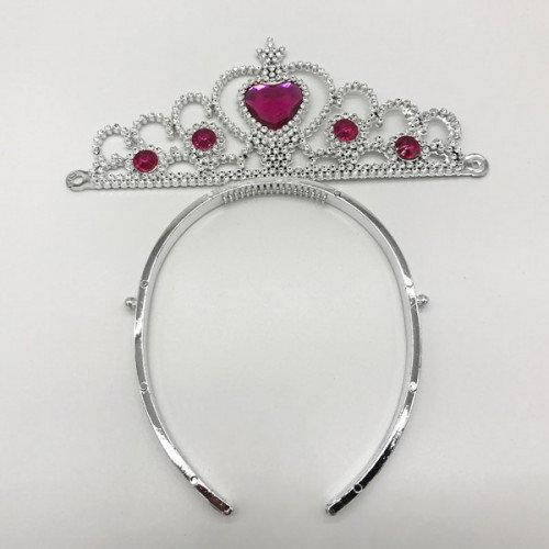 

Корона для принцессы пластиковая с камушками для принцессы (разноцветные камушки)- Малиновые