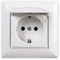 

Розетка одинарная Gunsan Visage с заземлением и крышкой, VS 28 11 117, белая