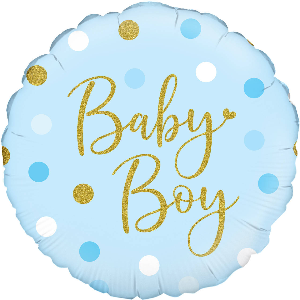 

OT 18" Sparkling Baby Boy Dots Holographic Oaktree Foil Balloon. Фольгированный шар на выписку Мальчик, Голубой