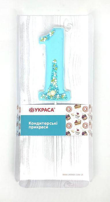

Цифра блакитна на паличці "1", Голубой