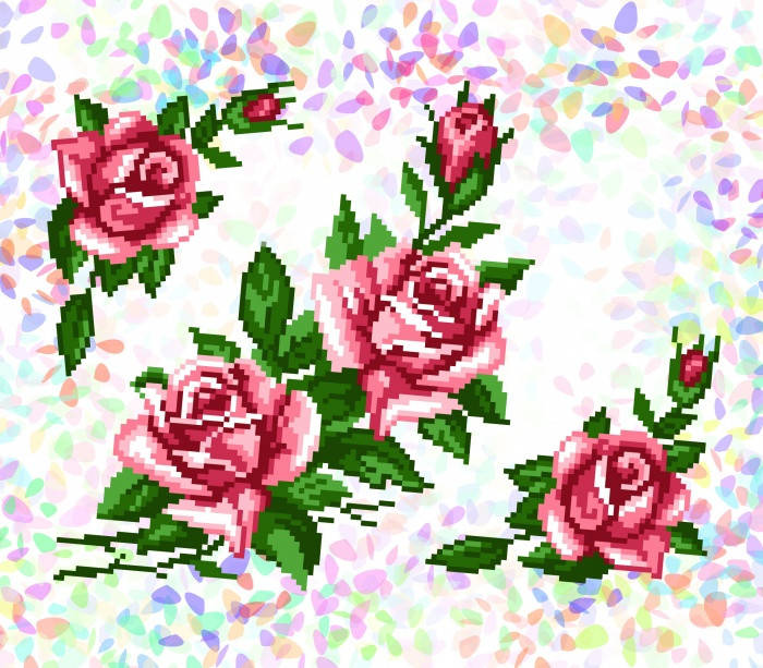 

Флизелин Confetti (водорастворимый, с рисунком) Розы