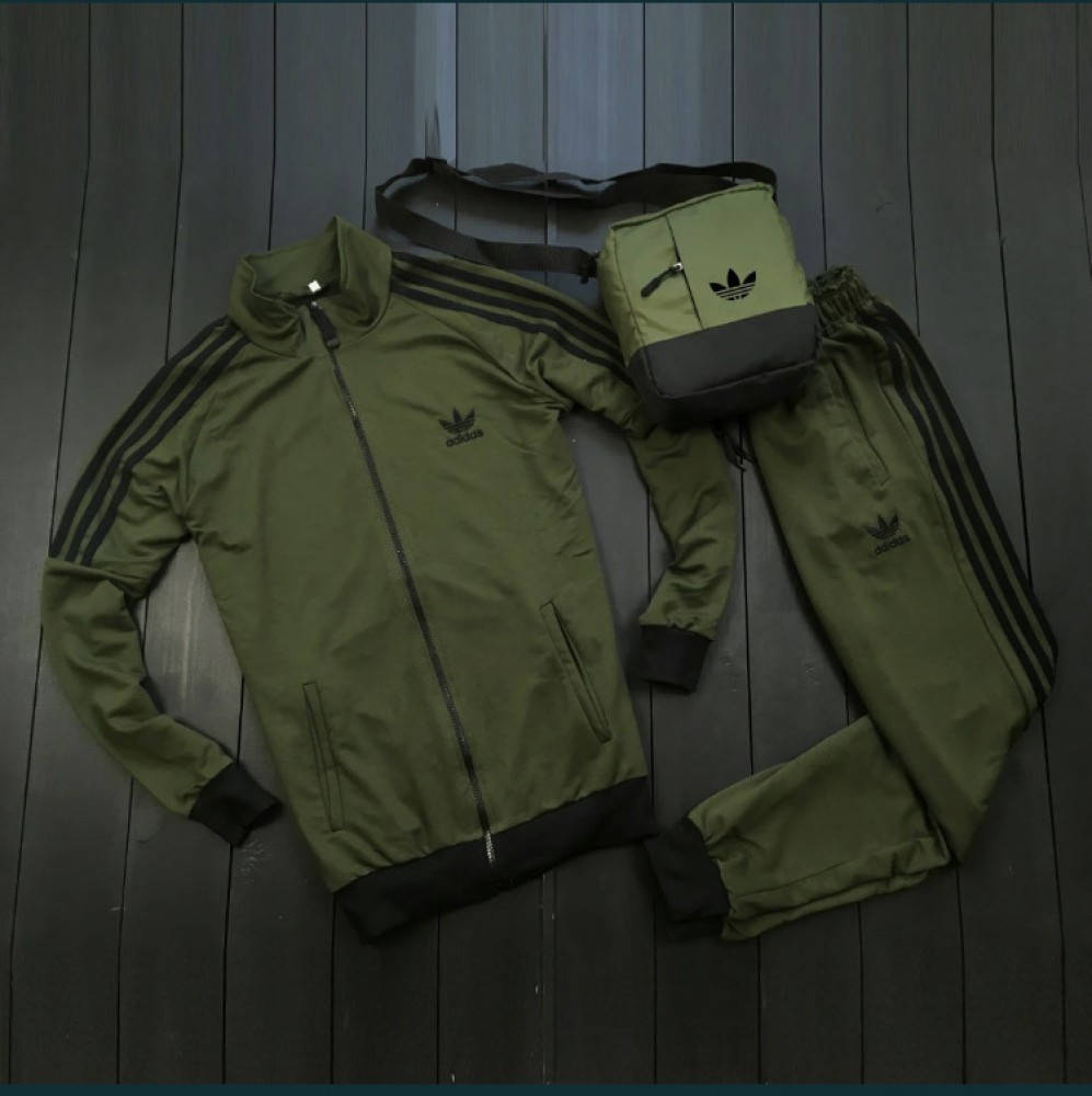 

Спортивный костюм мужской Adidas черно-зеленый, Зелёный