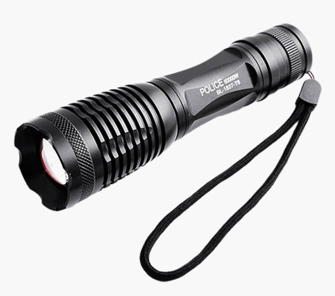 

Тактический ручной фонарь Police BL Q1837 T6 ЗУ 220V/12V, 1x18650/3xAAA, zoom, Черный
