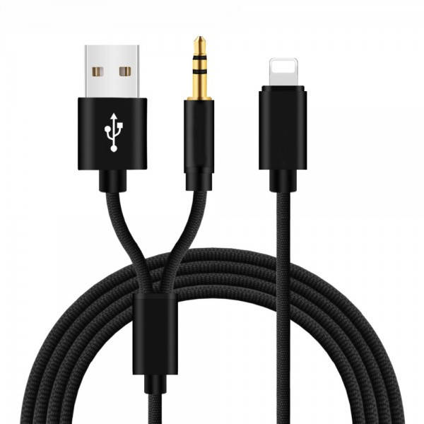 

Разветвитель переходник USB - 3.5 мм - Lightning (Черный)