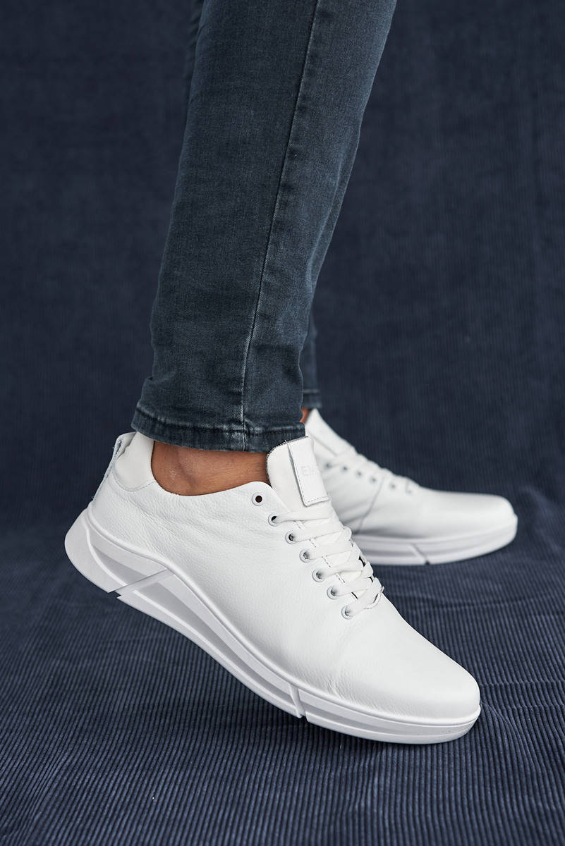 

Мужские кроссовки кожаные весна/осень белые Emirro 21-100/2, Белый