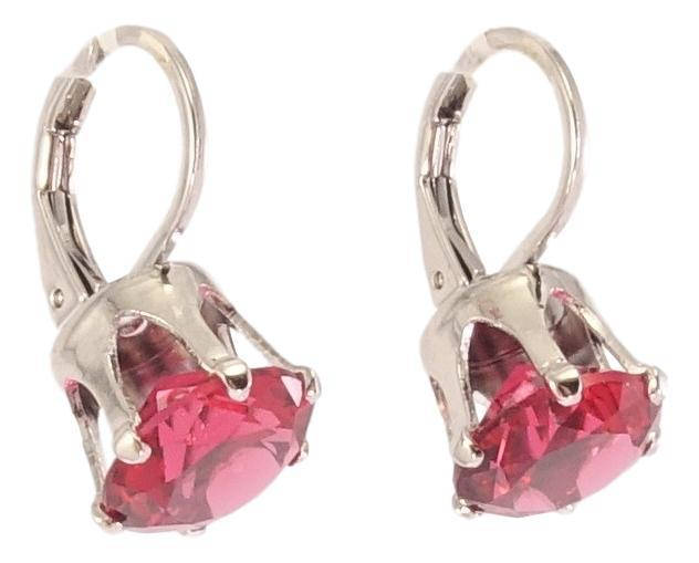 Серьги Xuping Родий французский замок "Малиновые кристаллы на дужках" ø 9мм