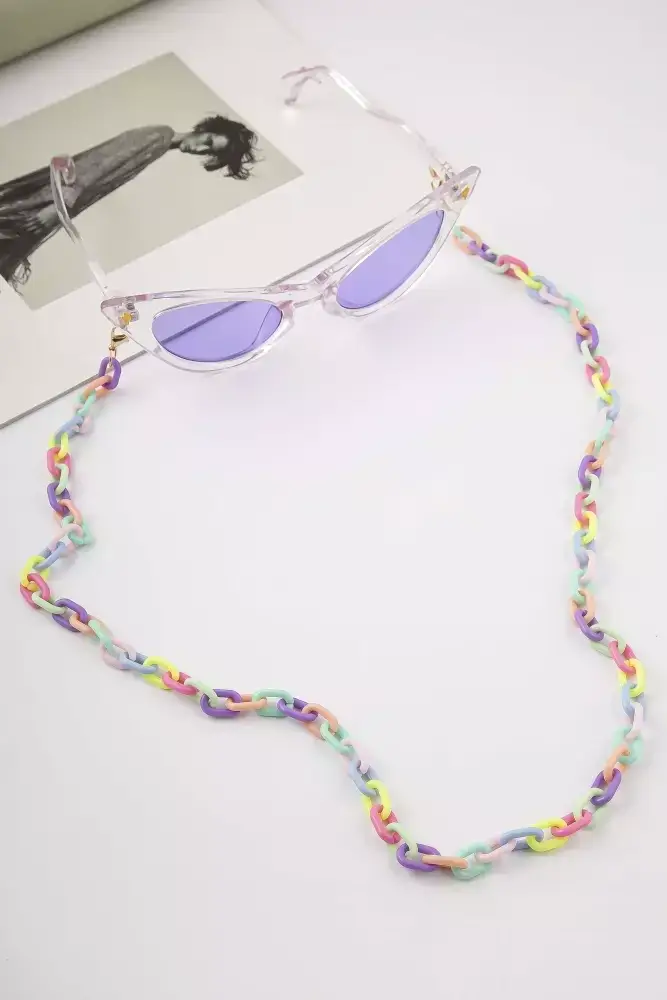 

Цепочка для очков пластиковая с разноцветными звеньями
