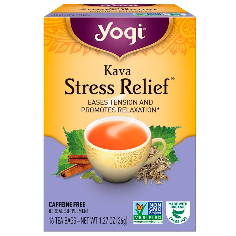 

Yogi Tea, Kava Stress Relief, без кофеина, 16 чайных пакетиков, 1.27 унций (36 г)