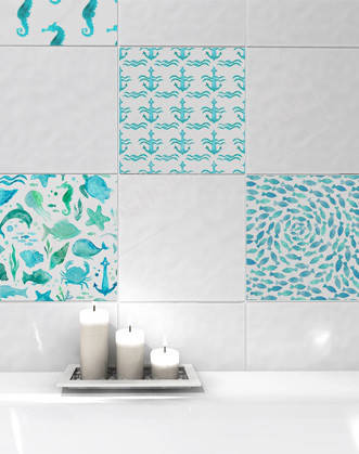 

Наклейка на кахель у ванну "Морський набір", Разные цвета